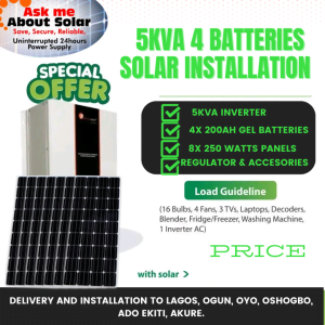 Ztandard 5Kva Solar Installation WITH Four Batteries mppt (Nigerian Only {Physical Product} #8.0%/#3.21%)