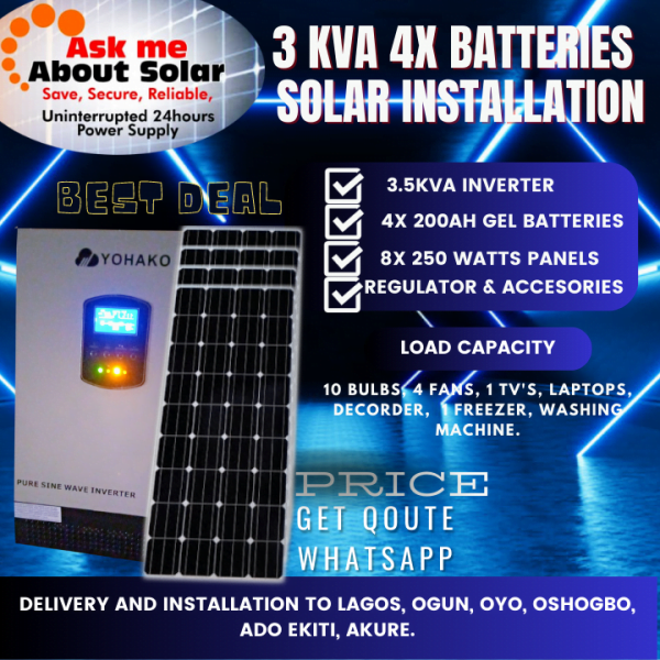 ztandard 3.5Kva Solar Installation WITH Four Batteries (Nigerian Only {Physical Product} #6.9%/#2.7%)